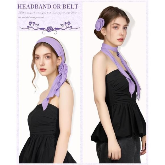 Chiffon Scarf for Women Light Purple - Picture 3 of 7